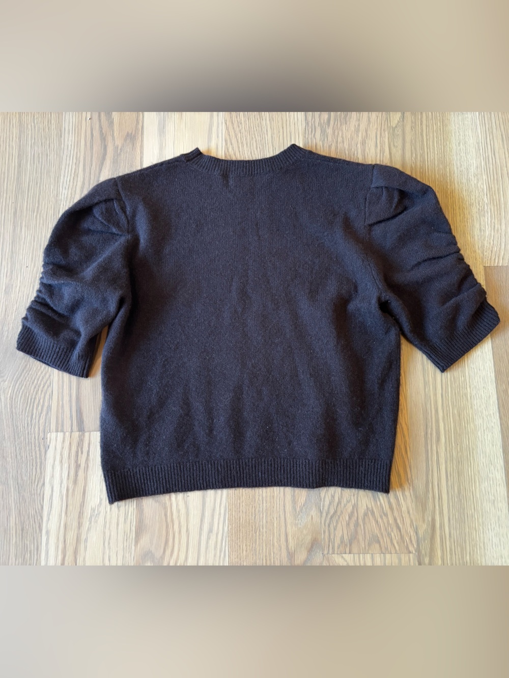 Women’s Puff-Sleeve Crewneck Sweater - Dark Brown by FRAME - Picture 4 of 7